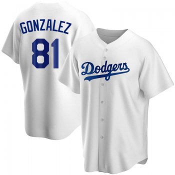 Men's Los Angeles Dodgers #81 Victor Gonzalez Replica White Home Nike Jersey