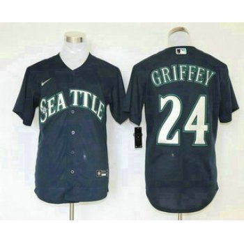 Men's Seattle Mariners #24 Ken Griffey Jr. Navy Blue Stitched MLB Cool Base Nike Jersey