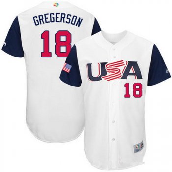 Men's Team USA Baseball Majestic #18 Luke Gregerson White 2017 World Baseball Classic Stitched Authentic Jersey