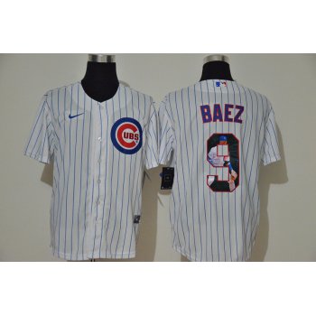 Men's Chicago Cubs #9 Javier Baez White Unforgettable Moment Stitched Fashion MLB Cool Base Nike Jersey