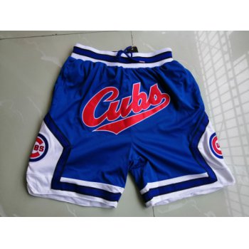 Men's Chicago Cubs JUST DON Basketball Shorts Blue Zipper Pants MLB