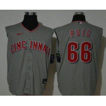 Men's Cincinnati Reds #66 Yasiel Puig Gray 2020 Cool and Refreshing Sleeveless Fan Stitched MLB Nike Jersey