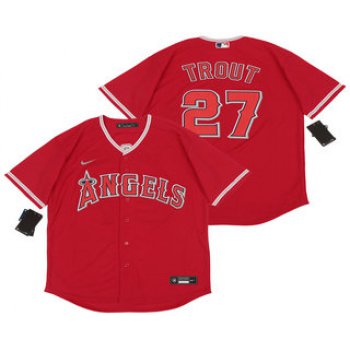 Men's Los Angeles Angels #27 Mike Trout Red Stitched MLB Cool Base Nike Jersey
