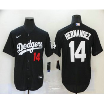 Men's Los Angeles Dodgers #14 Enrique Hernandez Black Stitched MLB Cool Base Nike Jersey