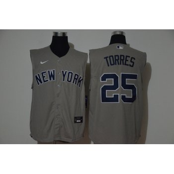 Men's New York Yankees #25 Gleyber Torres Grey 2020 Cool and Refreshing Sleeveless Fan Stitched MLB Nike Jersey