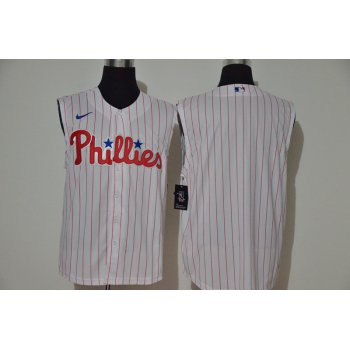 Men's Philadelphia Phillies Blank White 2020 Cool and Refreshing Sleeveless Fan Stitched MLB Nike Jersey