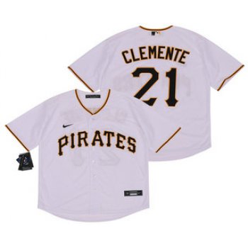 Men's Pittsburgh Pirates #21 Roberto Clemente White Stitched MLB Cool Base Nike Jersey