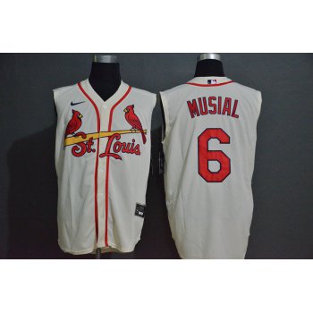 Men's St. Louis Cardinals #6 Stan Musial Cream 2020 Cool and Refreshing Sleeveless Fan Stitched MLB Nike Jersey