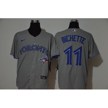Men's Toronto Blue Jays #11 Bo Bichette Grey Stitched MLB Flex Base Nike Jersey