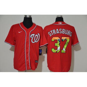 Men's Washington Nationals #37 Stephen Strasburg Red Unforgettable Moment Stitched Fashion MLB Cool Base Nike Jersey