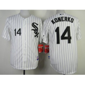 Chicago White Sox #14 Paul Konerko White With Black Pinstripe Jersey