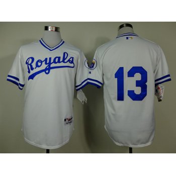 Kansas City Royals #13 Salvador Perez 1974 White Jersey
