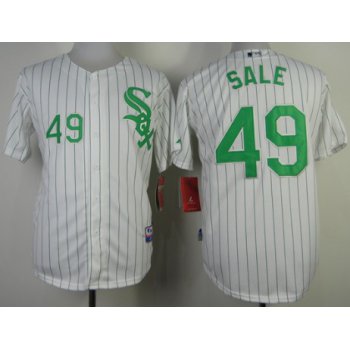 Chicago White Sox #49 Chris Sale White With Green Pinstripe Jersey