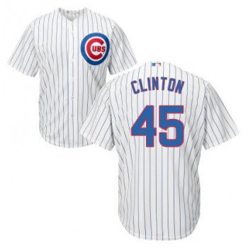 Men's Chicago Cubs #45 Presidential Candidate Hillary Clinton White Jersey