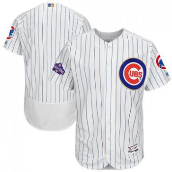 Men's Chicago Cubs Blank White World Series Champions Gold Stitched MLB Majestic 2017 Flex Base Jersey