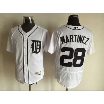 Men's Detroit Tigers #28 J. D. Martinez Whtie Home Stitched Baseball Jersey