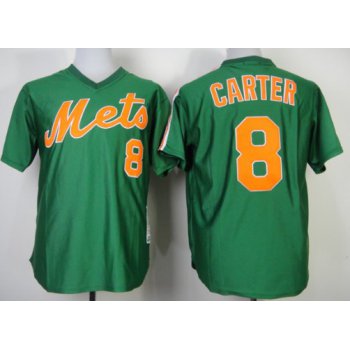 New York Mets #8 Gary Carter 1985 Green Throwback Jersey