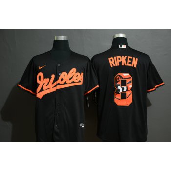 Men's Baltimore Orioles #8 Cal Ripken Jr. Black Team Logo Stitched MLB Cool Base Nike Jersey