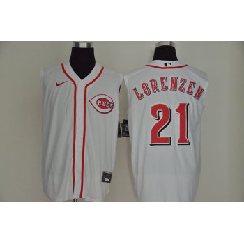 Men's Cincinnati Reds #21 Michael Lorenzen White 2020 Cool and Refreshing Sleeveless Fan Stitched MLB Nike Jersey