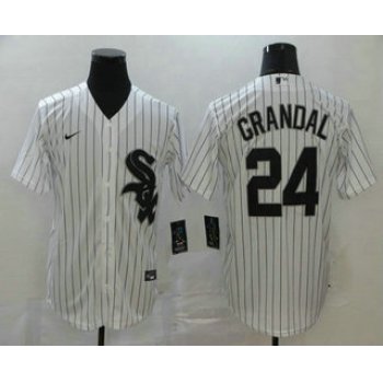 Men's Chicago White Sox #24 Yasmani Grandal White Stitched MLB Cool Base Nike Jersey