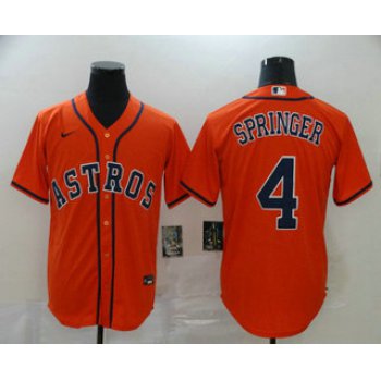 Men's Houston Astros #4 George Springer Orange Stitched MLB Cool Base Nike Jersey