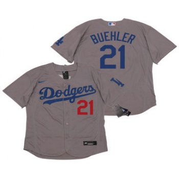 Men's Los Angeles Dodgers #21 Walker Buehler Gray Alternate Stitched MLB Flex Base Nike Jersey