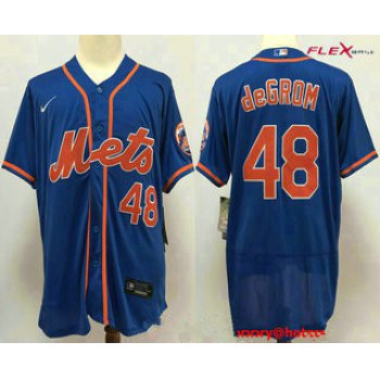 Men's New York Mets #48 Jacob deGrom Blue Stitched MLB Flex Base Nike Jersey