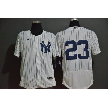 Men's New York Yankees #23 Don Mattingly White Home No Name Stitched MLB Flex Base Nike Jersey