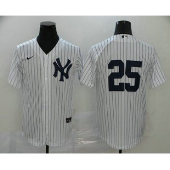 Men's New York Yankees #25 Gleyber Torres White No Name Stitched MLB Cool Base Nike Jersey