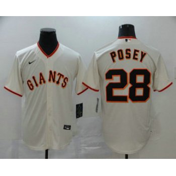 Men's San Francisco Giants #28 Buster Posey Cream Stitched MLB Cool Base Nike Jersey