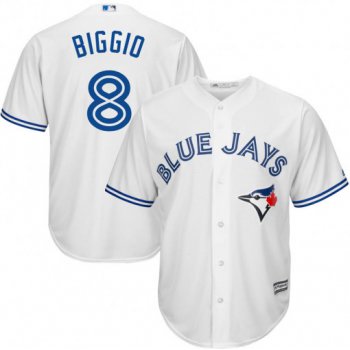 Men's Toronto Blue Jays #8 Cavan Biggio Replica White Cool Base Home Jersey