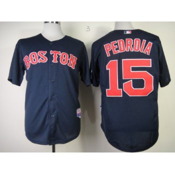 Boston Red Sox #15 Dustin Pedroia Navy Blue Jersey