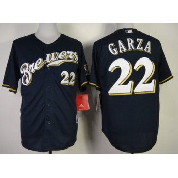 Milwaukee Brewers #22 Matt Garza Navy Blue Jersey