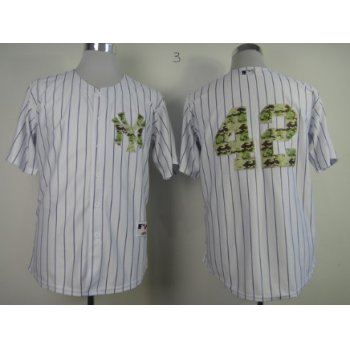 New York Yankees #42 Mariano Rivera White With Camo Jersey