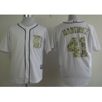Detroit Tigers #41 Victor Martinez White With Camo Jersey