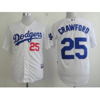 Los Angeles Dodgers #25 Carl Crawford White Jersey