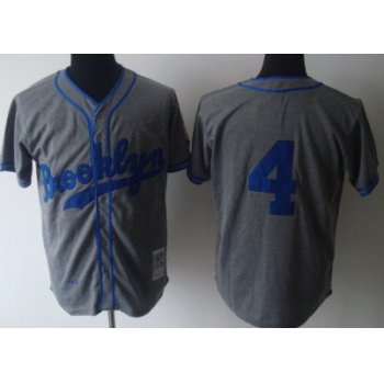 Los Angeles Dodgers #4 Babe Herman 1945 Gray Wool Throwback Jersey