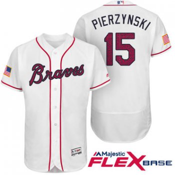 Men's Atlanta Braves #15 A.J. Pierzynski White Stars & Stripes Fashion Independence Day Stitched MLB Majestic Flex Base Jersey