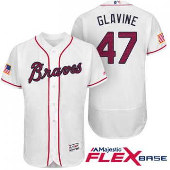 Men's Atlanta Braves #47 Tom Glavine White Stars & Stripes Fashion Independence Day Stitched MLB Majestic Flex Base Jersey