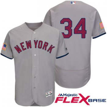 Men's New York Yankees #34 Brian McCann Gray Stars & Stripes Fashion Independence Day Stitched MLB Majestic Flex Base Jersey