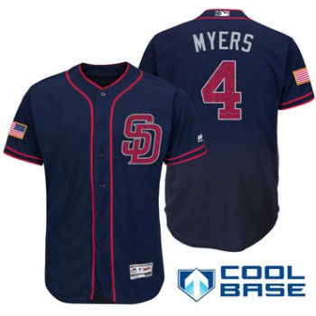 Men's San Diego Padres #4 Wil Myers Navy Blue Stars & Stripes Fashion Independence Day Stitched MLB Majestic Cool Base Jersey