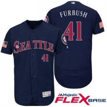 Men's Seattle Mariners #41 Charlie Furbush Navy Blue Stars & Stripes Fashion Independence Day Stitched MLB Majestic Flex Base Jersey