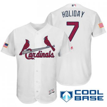 Men's St. Louis Cardinals #7 Matt Holliday White Stars & Stripes Fashion Independence Day Stitched MLB Majestic Cool Base Jersey