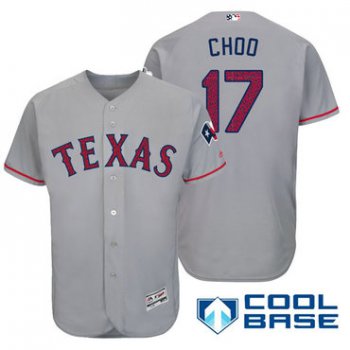 Men's Texas Rangers #17 Shin-soo Choo Gray Stars & Stripes Fashion Independence Day Stitched MLB Majestic Cool Base Jersey