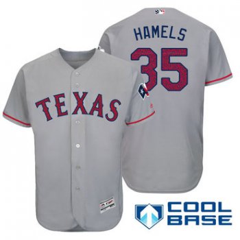 Men's Texas Rangers #35 Cole Hamels Gray Stars & Stripes Fashion Independence Day Stitched MLB Majestic Cool Base Jersey