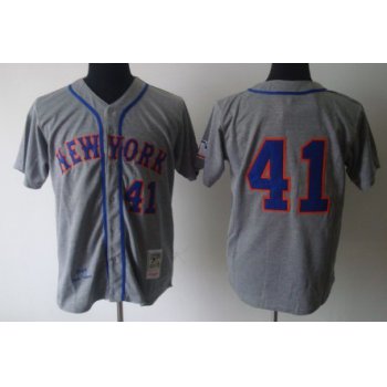 New York Mets #41 Tom Seaver 1969 Gray Wool Throwback Jersey