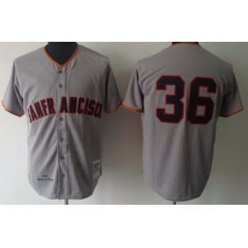 San Francisco Giants #36 Gaylord Perry 1962 Gray Wool Throwback Jersey