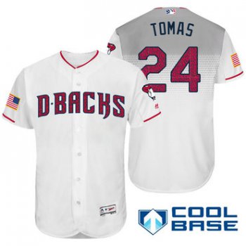 Men's Arizona Diamondbacks #24 Yasmany Tomas White Stars & Stripes Fashion Independence Day Stitched MLB Majestic Cool Base Jersey