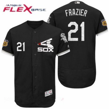 Men's Chicago White Sox #21 Todd Frazier Black 2017 Spring Training Stitched MLB Majestic Flex Base Jersey