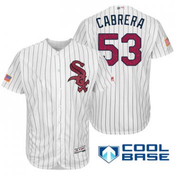 Men's Chicago White Sox #53 Melky Cabrera White Stars & Stripes Fashion Independence Day Stitched MLB Majestic Cool Base Jersey